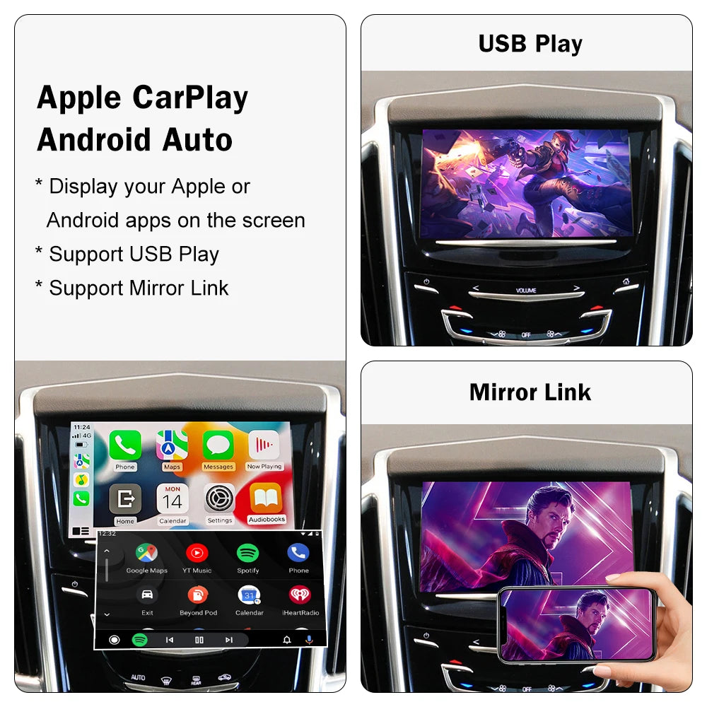 Wireless Carplay for Cadillac SRX 2013-2017 8" LCD screen,Support Android Auto Mirror Link | AUTOKITSHOP