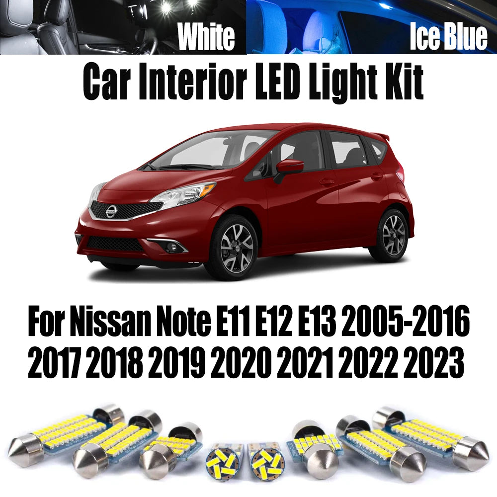 LED Interior Light Kit for Nissan Note E11 E12 E13 2005- 2017 - Canbus Dome Map Door Trunk Bulbs | AUTOKITSHOP