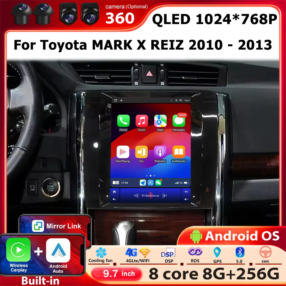 9.7'' Car Radio Multimedia Player Navigation GPS For Toyota MARK X REIZ 2010 2011 2012 201