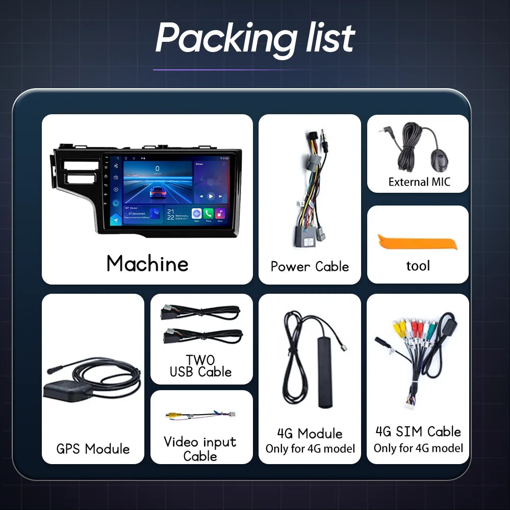 Android 15 For Honda Jazz 3 2015 -2020 Fit 3 GP GK 2013 -2020 Auto Multimidia Video Player
