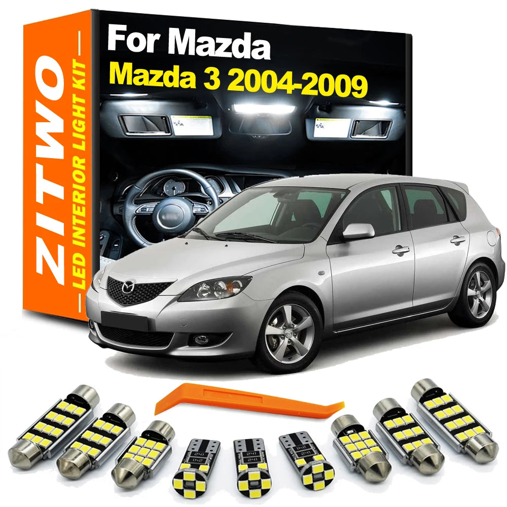 ZITWO 8Pcs For Mazda 3 BK Hatchback Saloon Mazda3 2004 2005 2006 2007 2008 2009 LED Interior Dome Reading Map Trunk Light Set