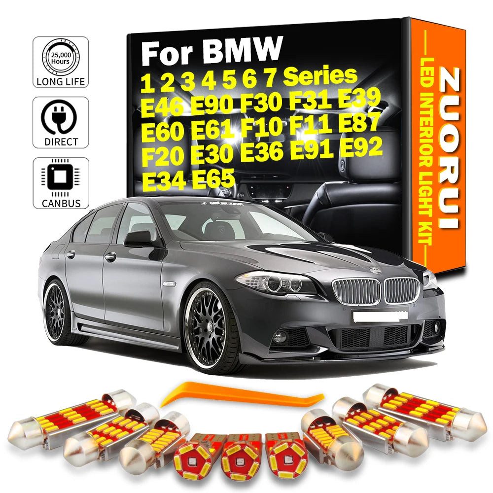 LED Interior Light Kit for BMW 1 2 3 4 5 6 7 Series E46 E90 F30 F31 E39 E60 E61 F10 F11 E87 F20 E30 E36 E91 E92 E34 E...