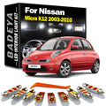 10-Piece LED Interior Light Kit for Nissan K12 2003-2006 - Canbus Error-Free Interior Bulbs