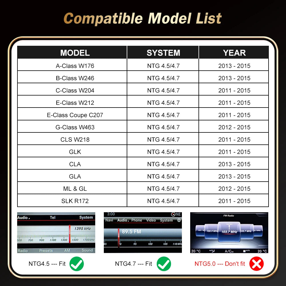Wireless CarPlay for Mercedes Benz A Class W176 B W246 CLA GLA C-CLass W204 E-Class W212 C