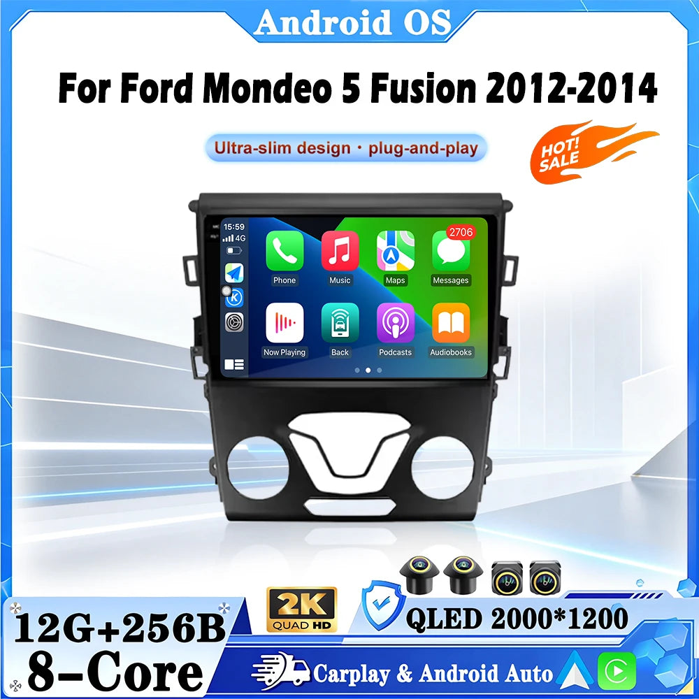 9" Android 16 Car Radio Stereo For Ford Mondeo 5 Fusion 2012-2014 with GPS Navigation Stee