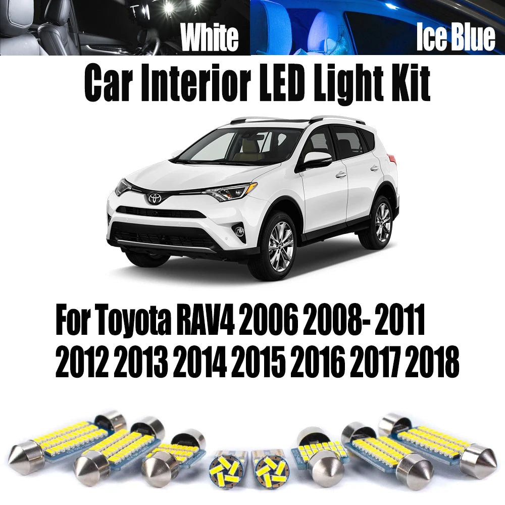 10-Piece LED Interior Light Kit for Toyota RAV4 2008- 2014 - Canbus Dome Map Door Trunk Bulbs | AUTOKITSHOP