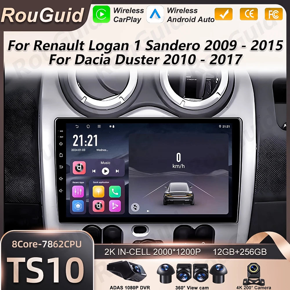 Android Auto Carplay For Renault Logan 1 Sandero 2009 2010 2011 - 2017 Largus Dacia Duster | AUTOKITSHOP