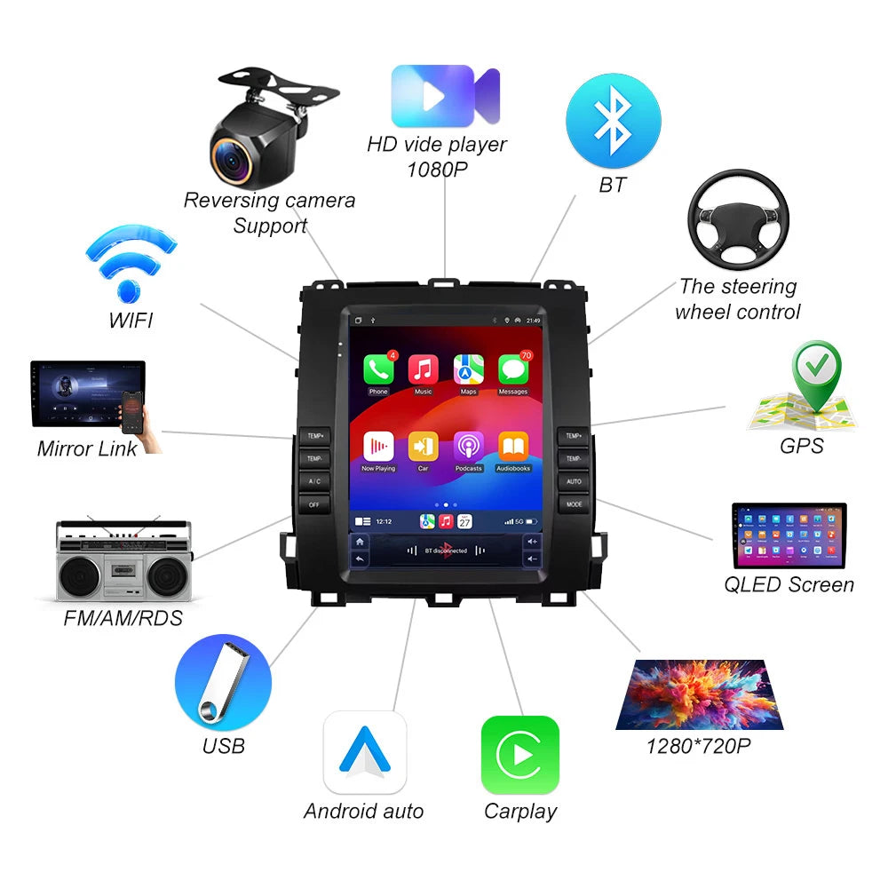 Android 16 For Toyota Land Cruiser Prado 120 2004-2009 For Lexus Gx470 Car Radio 9.7 Inch  | AUTOKITSHOP