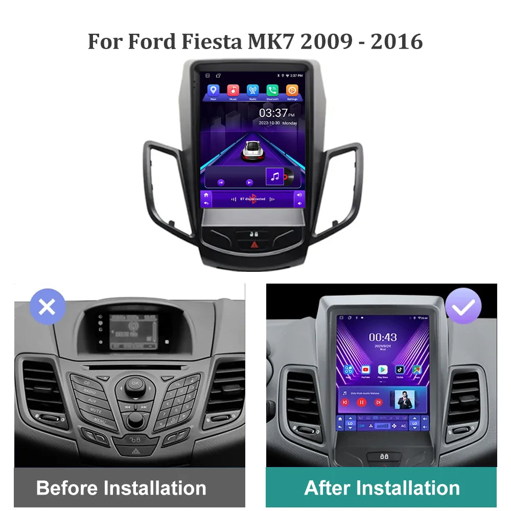 Android 16 For Ford Fiesta MK7 2009 - 2014 Car Radio Multimedia Video Player GPS Navigatio