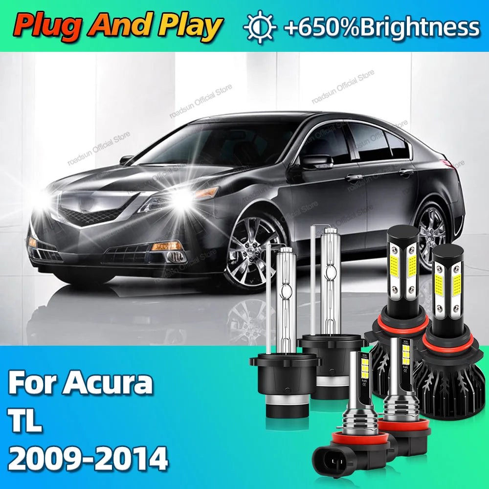 2/6Pcs 180W Car Headlight HB3 D2S Auto LED Lamp Fog Light Bulb H8 6000K For Acura TL 2009