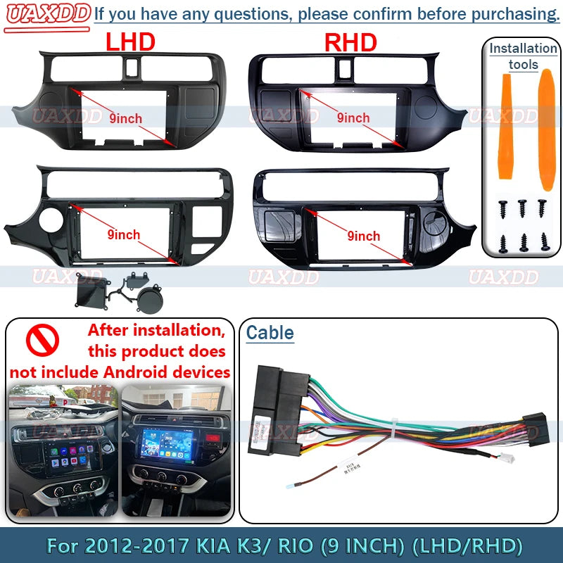 2 Din Car Radio Plastic Fascias Panel Dashboard For 2012-2015 KIA K3 RIO Frame Installatio