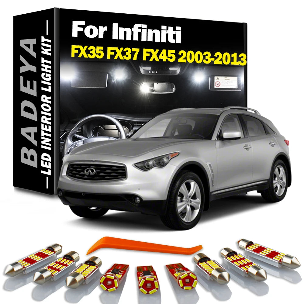 BADEYA Canbus LED Interior Dome Map Door Trunk Plate Light Kit For Infiniti FX35 FX37 FX45