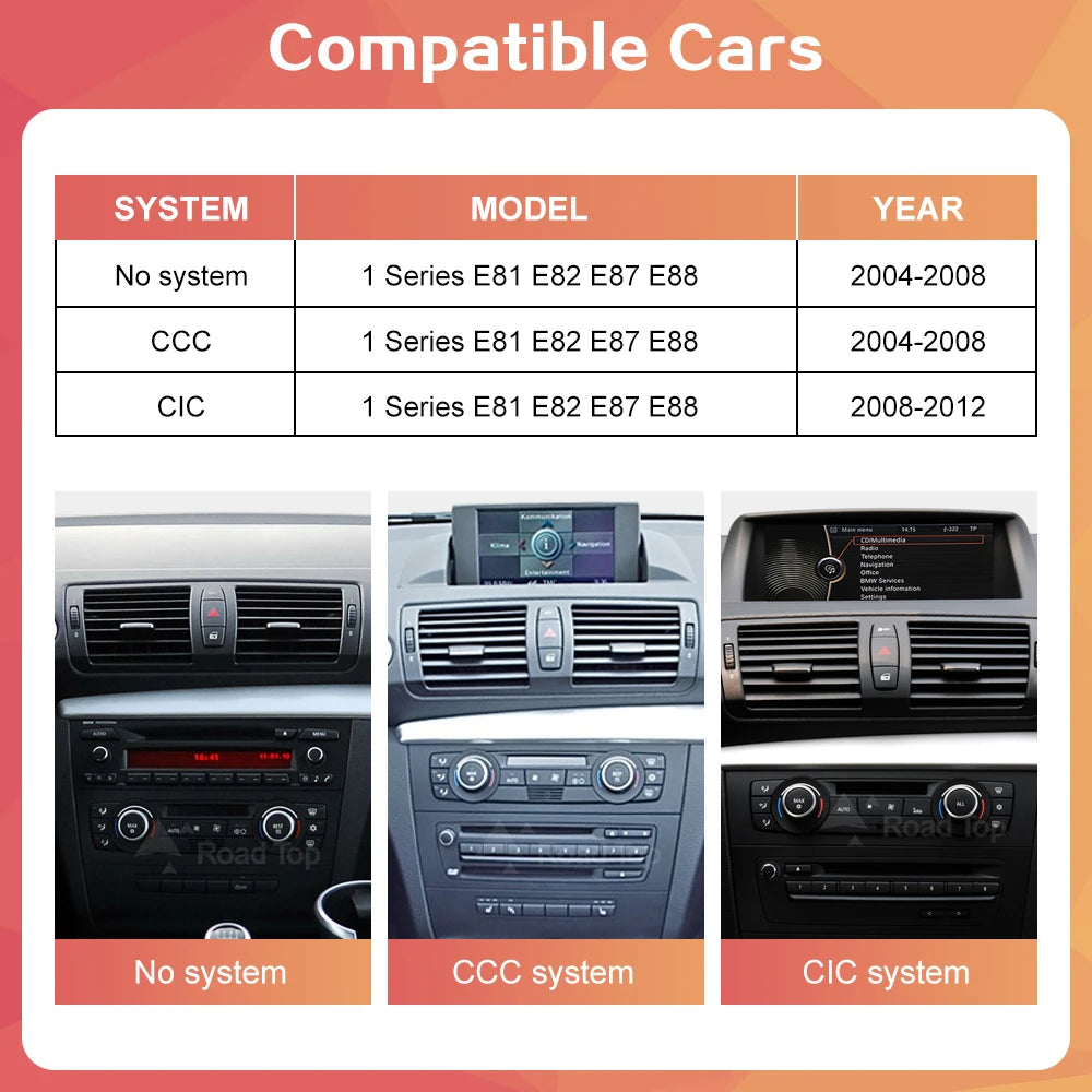10.25" Wireless CarPlay Android Auto Car Multimedia player For BMW 1 Series E81 E82 E87 E8 | AUTOKITSHOP