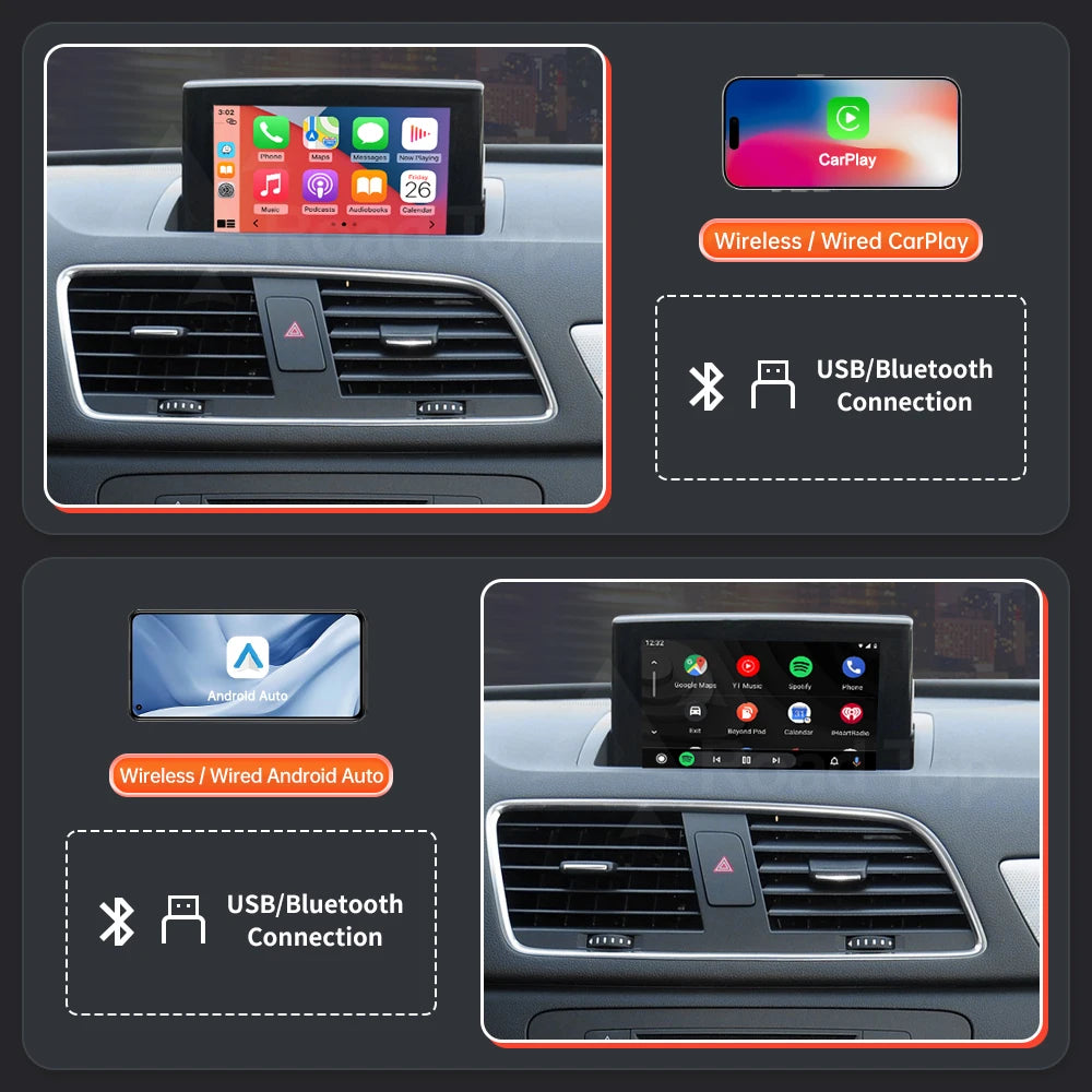 CN RoadTop Wireless CarPlay Android Auto Interface For Audi A1 Q3 2013-2018 with Mirror Li | AUTOKITSHOP