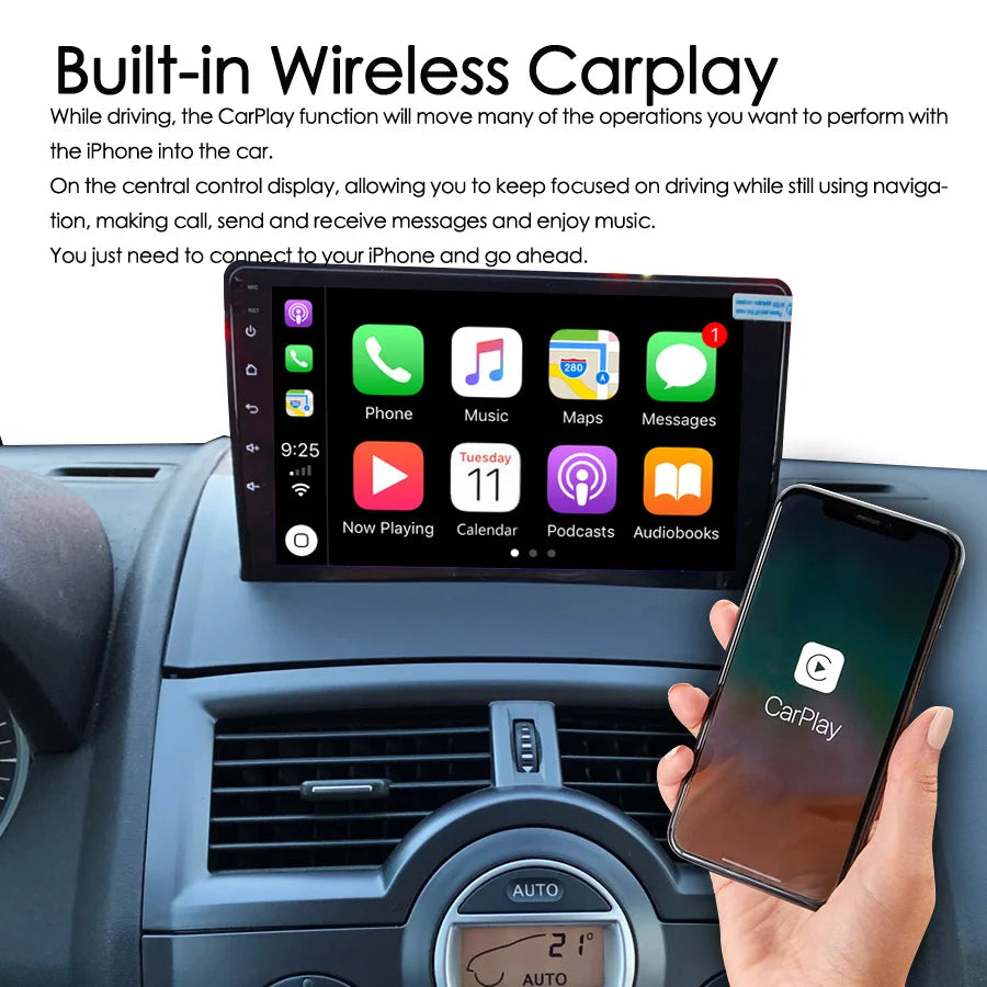 Wireless CarPlay Android 13 AI Voice Car Radio 8GB+128GB GPS Navigation For Renault Megane