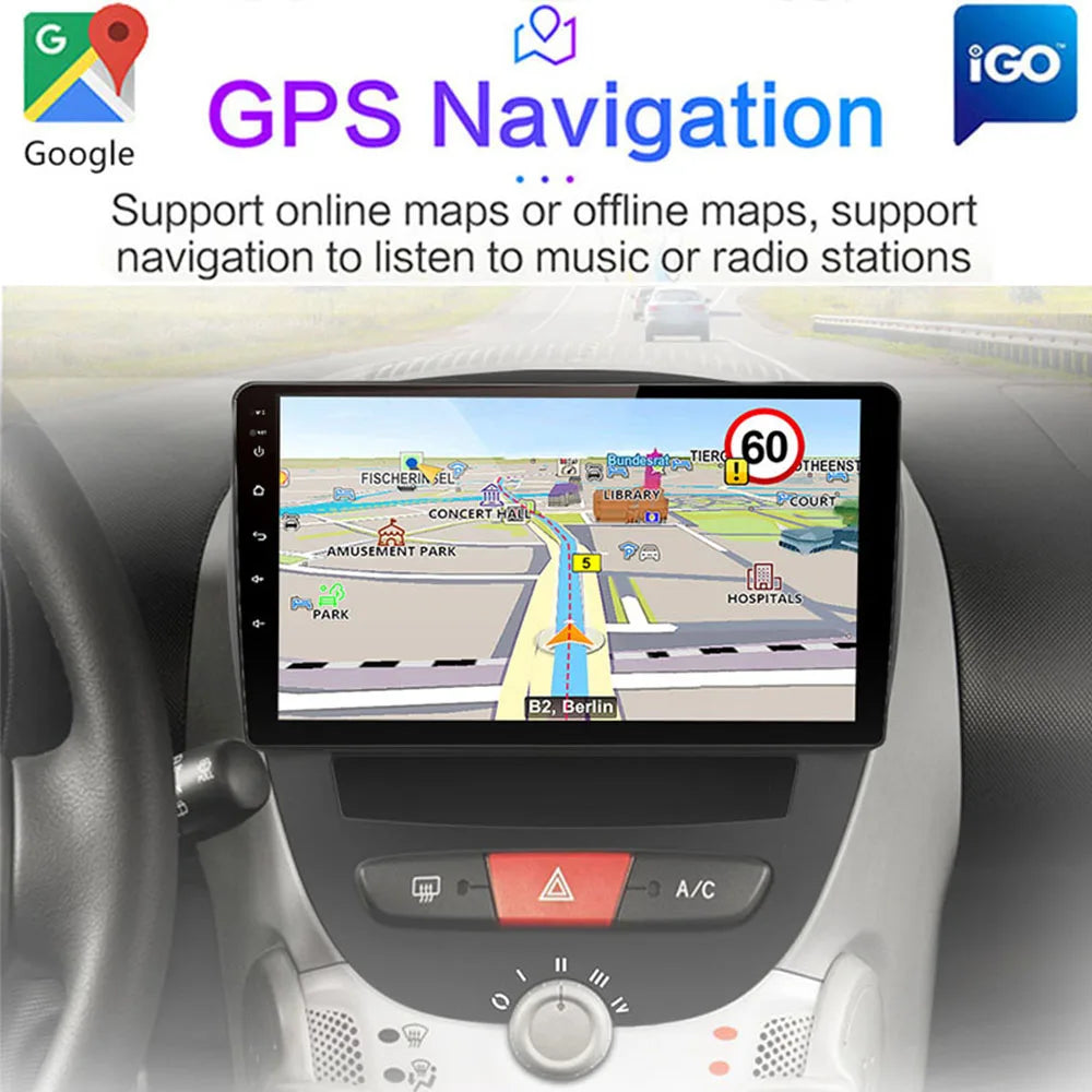 Android 10 2 Din Car Multimedia Player For Peugeot 107 Toyota Aygo Citroen C1 2005-2014 He