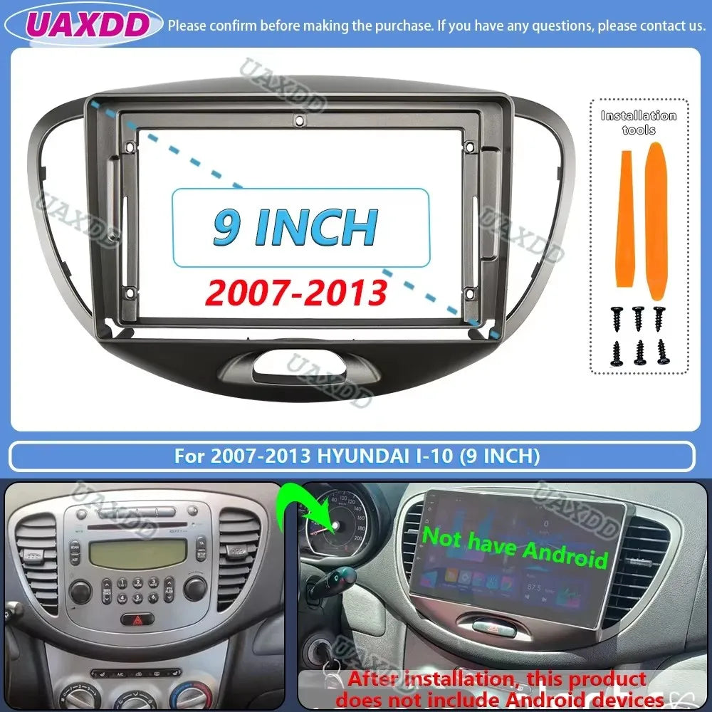 For 2007-2017 Hyundai I-10 9inch 2 Din Car stereo radio Android frame panel fascia cable v