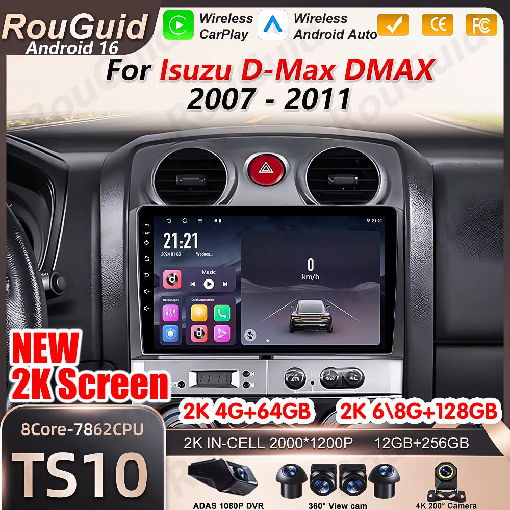 Android 16 Auto Car Radio For Isuzu D-Max DMAX 2007 2008 2009 2010 2011 Video Multimedia P | AUTOKITSHOP