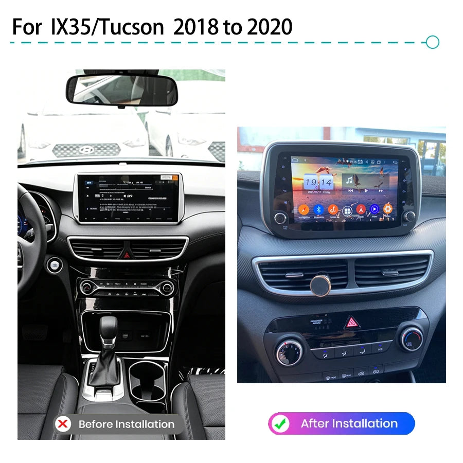 9" Car Radio GPS for IX35/Tucson 2018-2020 Android 12.0 8GB RAM 128GB Multimedia Player - Bluetooth 5.0 RDS Autoradio