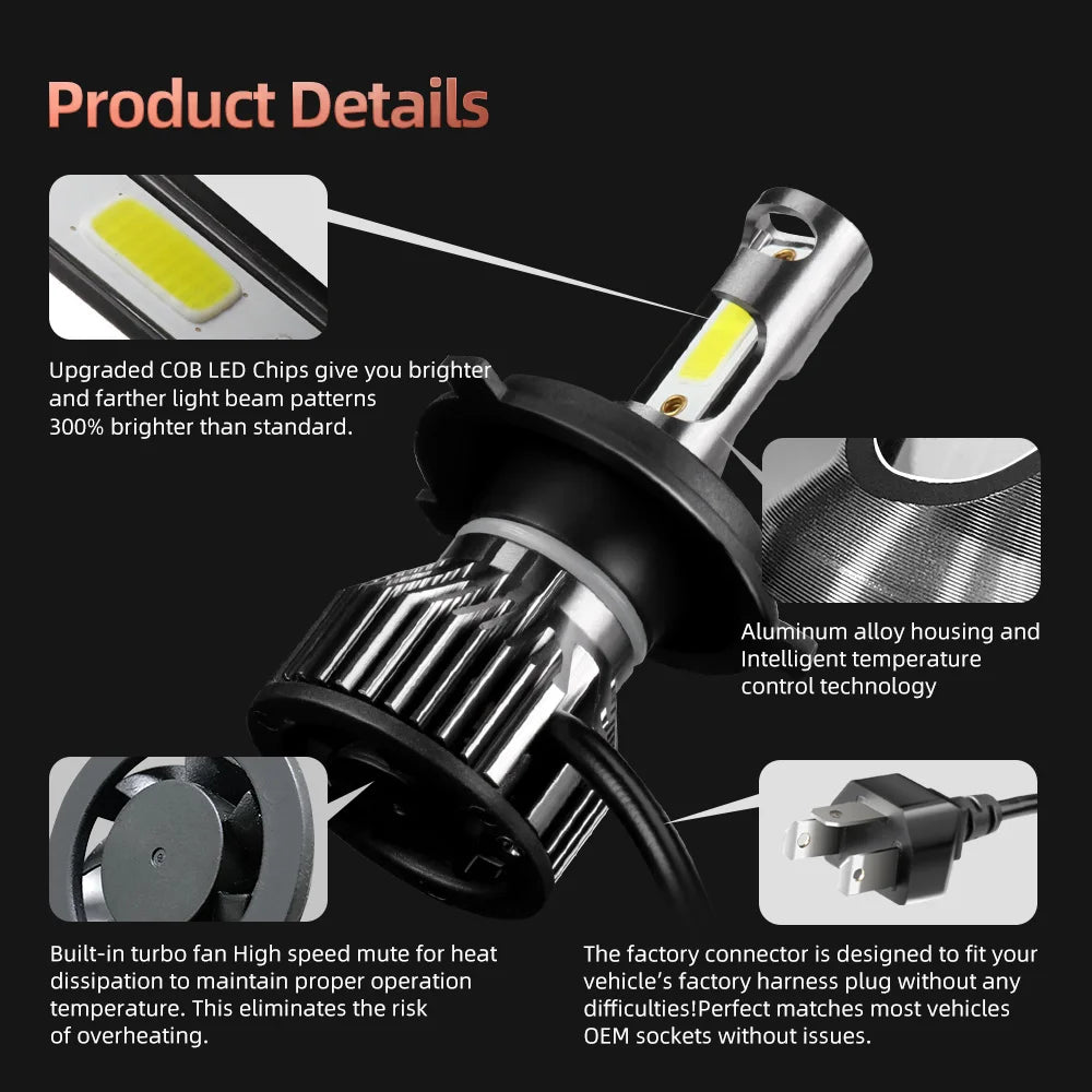 Led H4 Lamp Car Headlight 30000LM Bulbs For JEEP PATRIOT MK74 2007 2008 2009 2010 2011 201