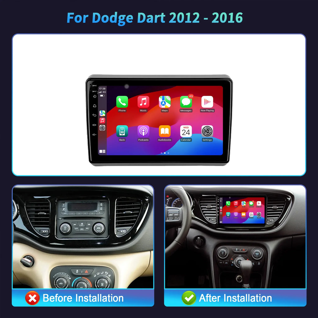 Car Radio For Dodge Dart 2012 2013 2014-2016 Android 14 System Stereo Wireless Bluetooth C