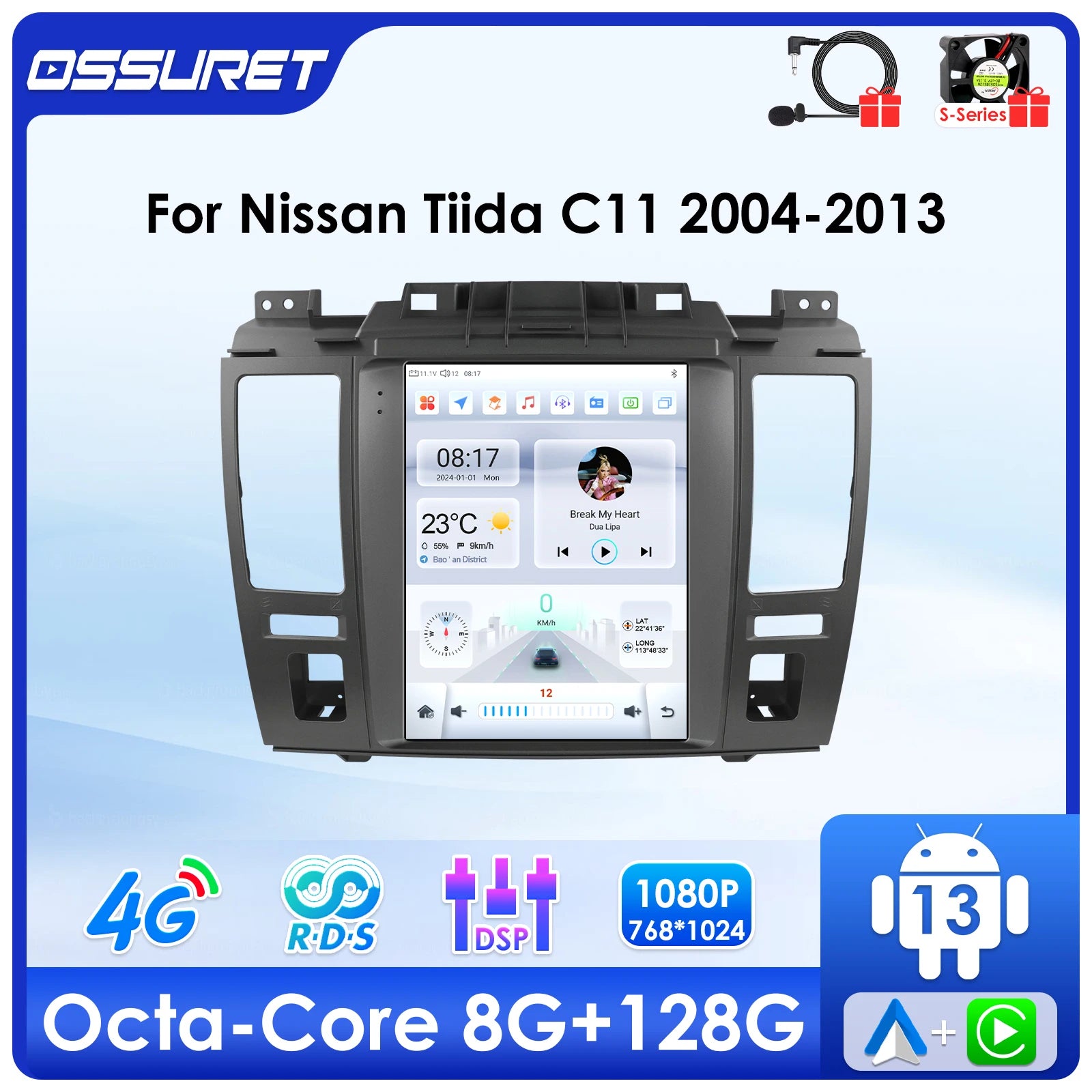 9.7"Android 13 Autoradio for Nissan Tiida C11 2004-2013 Multimedia player Car radio GPS na