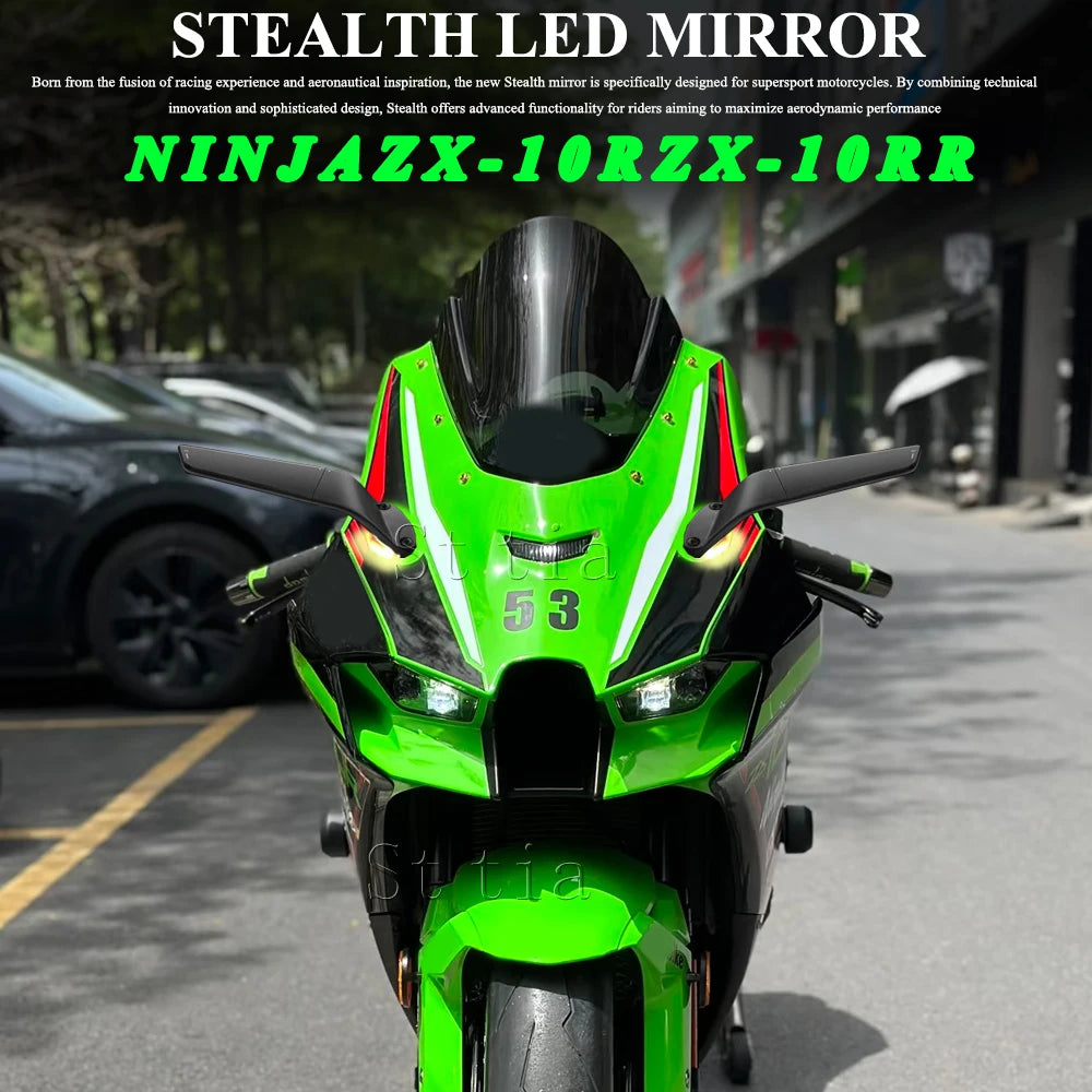 For Kawasaki Ninja 1000 ZX-10RR ZX 10RR ZX-10R ZX10R 2017-2026 Motorcycles Wind Wing Adjustable  - Automotive LED Light
