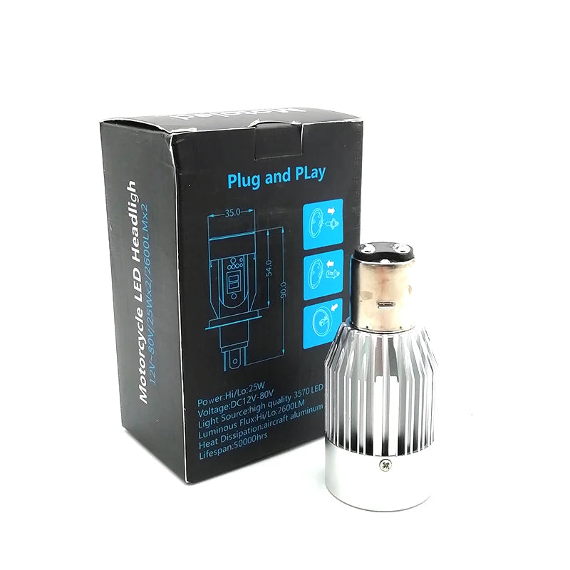 20W 12V LED Moped Scooter Headlight Bulb Blue Angel Eyes Light Accessorie