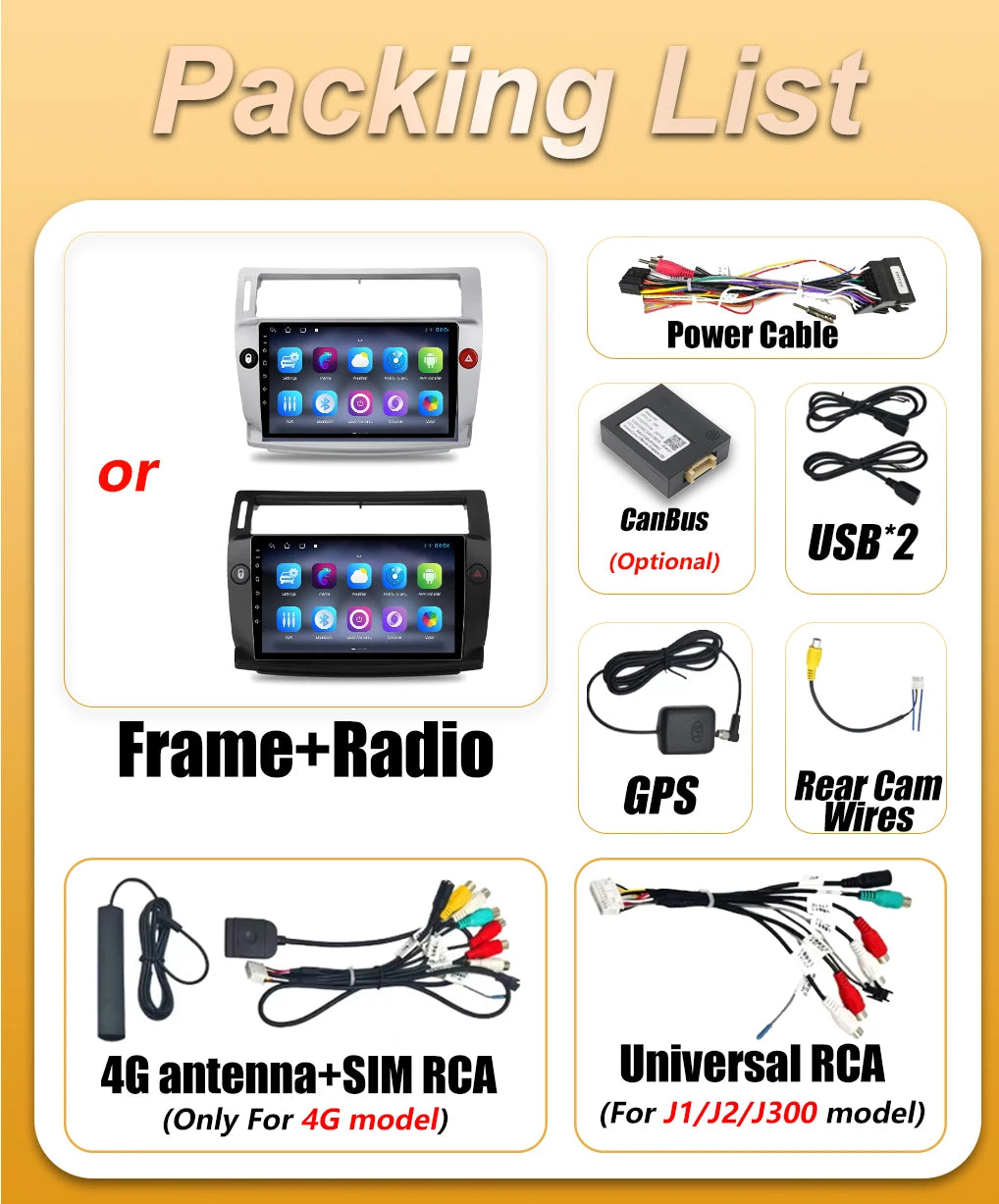 Android Auto Car Radio Carplay For Citroen C4 C-Triomphe C-Quatre 2004 2005 200 6 2007 200 | AUTOKITSHOP