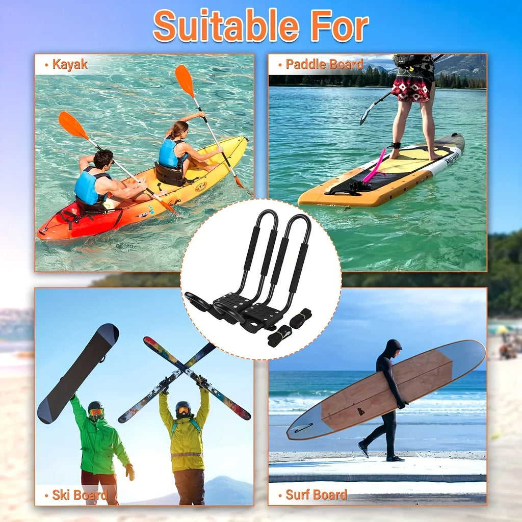 1 Pair J Style Kayak Roof Rack Carrier Car Top Cross Bar Mount Holder For Canoe Boat Transport - Automotive LED Light