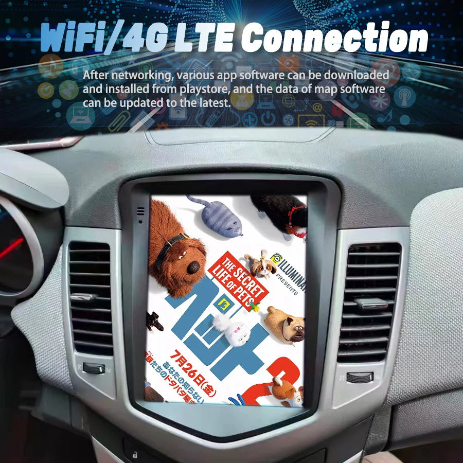 10.4" Screen Android 15 Multimedia Player For Chevrolet Cruze J300 2009-2025 Navigation Ca