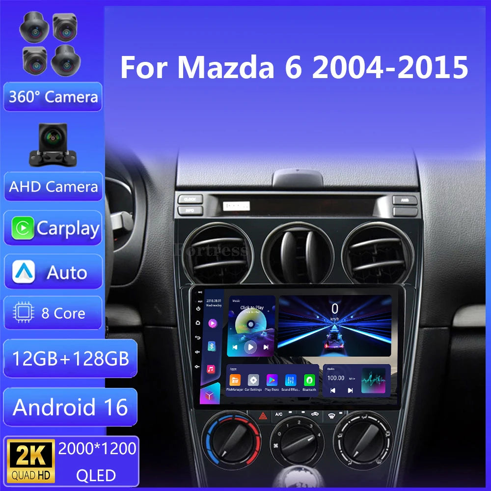 9" android 16 For Mazda 6 2002 2003 2004 2005 2006 2007 2008 Multimedia Car DVD Player Nav