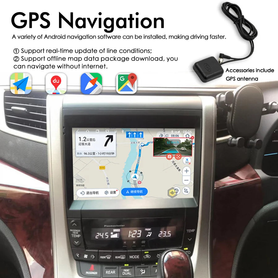 Android 15 Wireless CarPlay Car Radio For Toyota Vellfire 2011 2014 Alphard 20 A20 GPS Mul