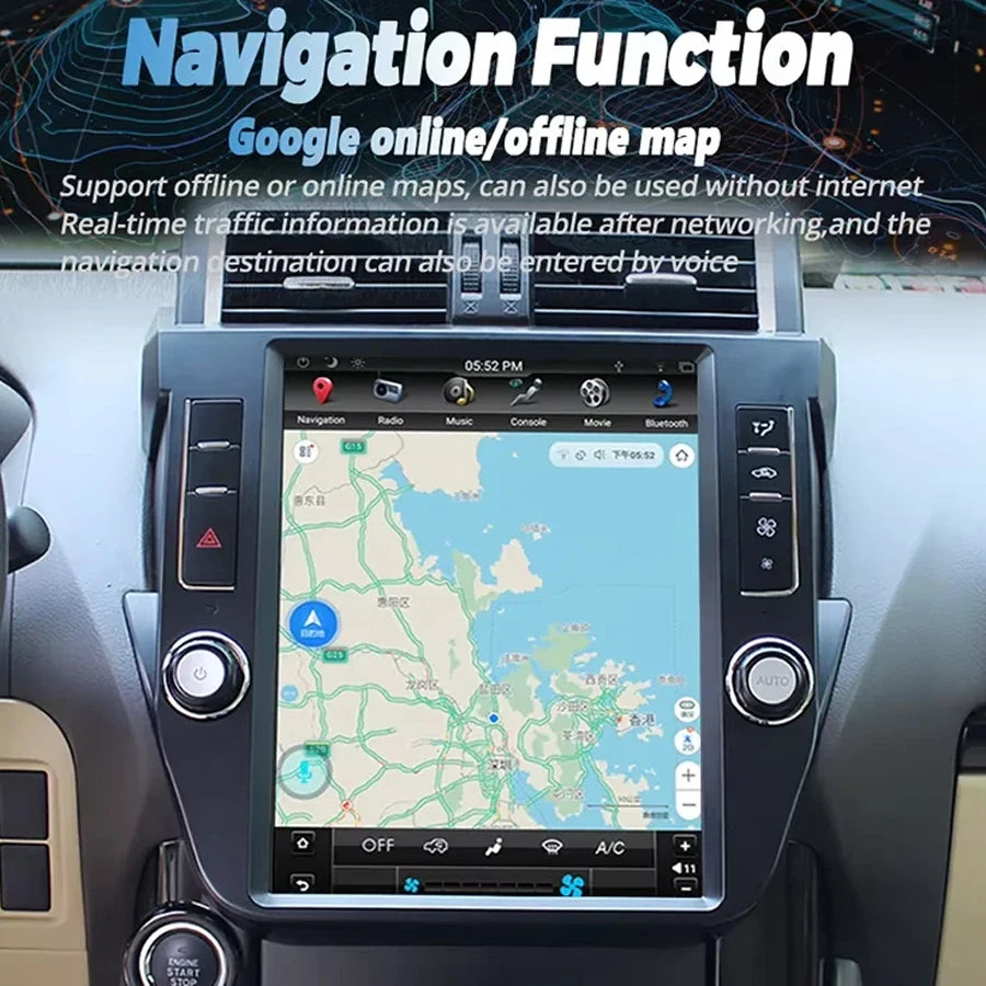 12.1'' Android 14 carplay Vertical screen For Toyota Land Cruiser Prado LC150 2010-2013 ca