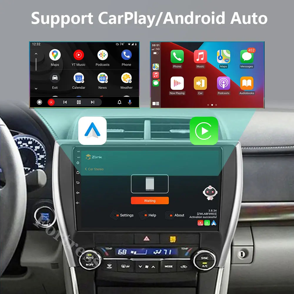 Android 16 Carplay Auto Car Radio For Toyota Camry 7 XV 50 55 2012 - 2017 Navigation GPS M