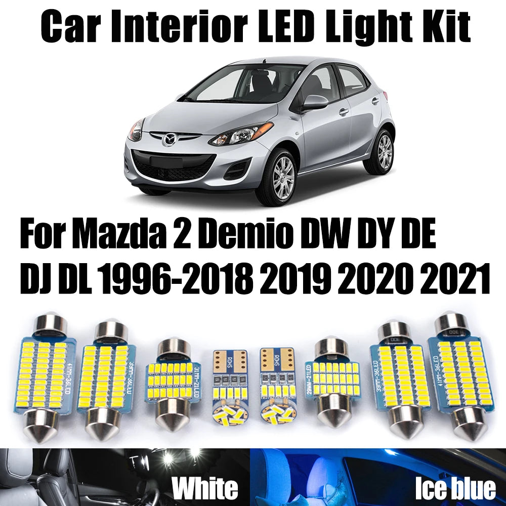 LED Interior Light Kit for Mazda 2 Demio DW DY DE DJ DL 1996-2015 - Canbus Dome Map Door Trunk Bulbs | AUTOKITSHOP