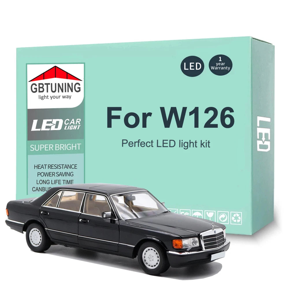 16-Piece LED Interior Light Kit for Mercedes Benz S Class W126 1979-1991 - Canbus Dome Map Door Trunk Bulbs | AUTOKIT...