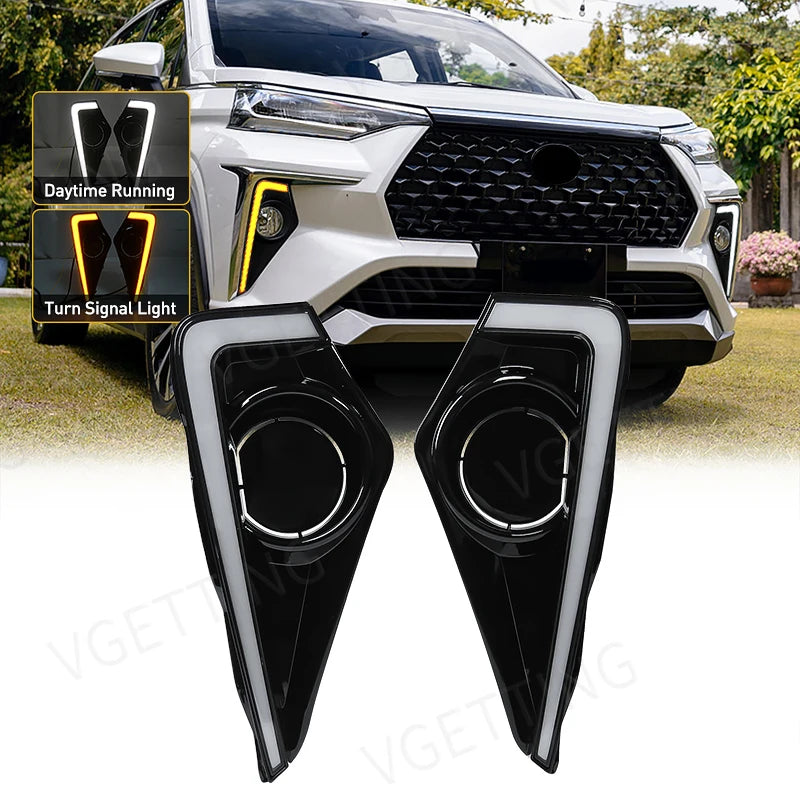 Car LED DRL Daylights For Toyota Veloz 2021 2022 2023 Yellow Turn Signal Daytime Running H | AUTOKITSHOP