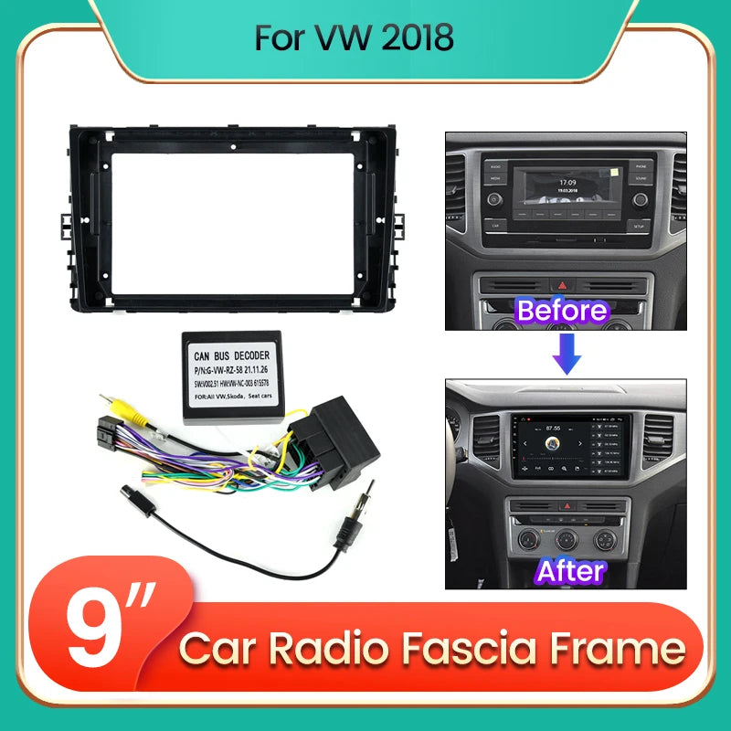 2 Din Car Radio Frame for VW Volkswagen MQB POLO VI Jetta MK7 T6 Bora 9" Dvd Gps Mp5 Andro | AUTOKITSHOP