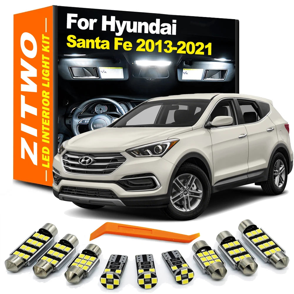 ZITWO 11Pcs LED Interior Reading Light Plate Bulb Kit For Hyundai Santa Fe Santafe III IV 2013 2014 2016 2018 2019 2020 2021