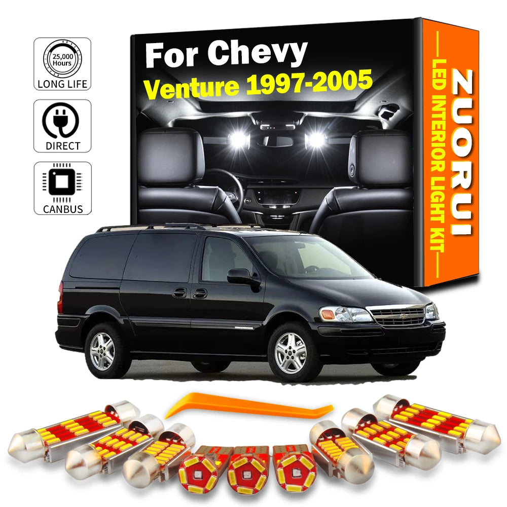 12-Piece LED Interior Light Kit for Chevrolet Chevy Venture 1997-2004 - Canbus Dome Map Door Trunk Bulbs | AUTOKITSHOP