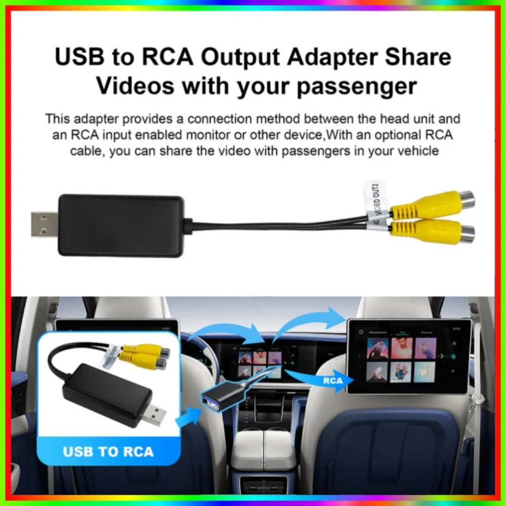 USB To CVBS Video Output Adapter 2 CVBS Output USB To RCA Cable DC 5V USB for Android Mult | AUTOKITSHOP