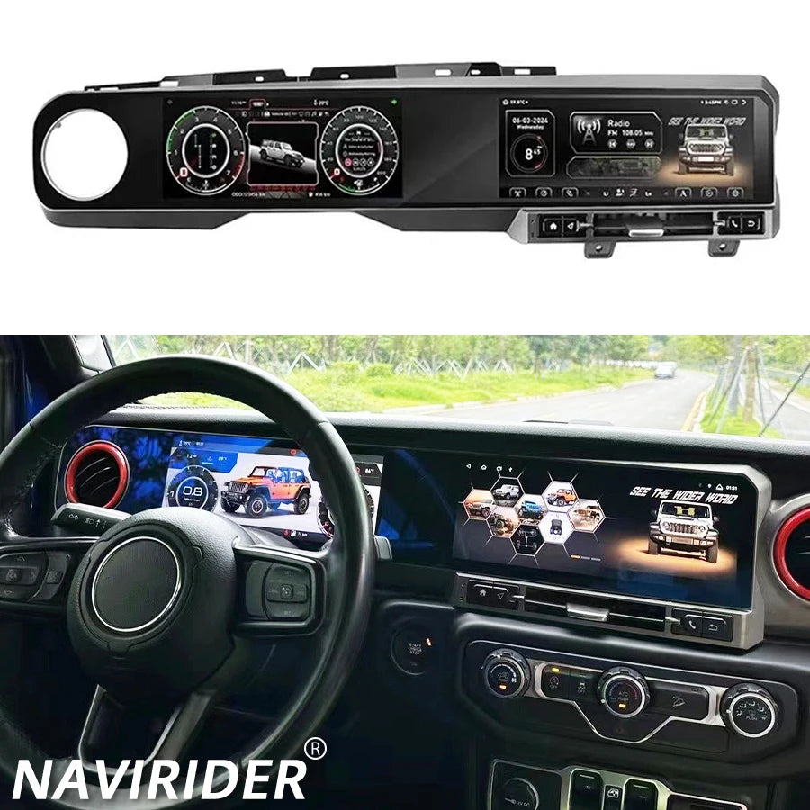 24.6inch For Jeep Wrangler 2018-2022 LCD Instrument Panel Android Dual Screen Carplay Ster | AUTOKITSHOP