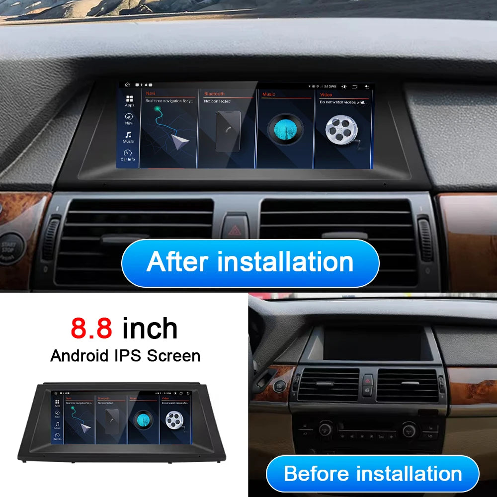 8.8 inch Car Multimedia Display Android 14 For BMW X5 E70 X6 E71 E72 CCC/CIC Car Radio GPS