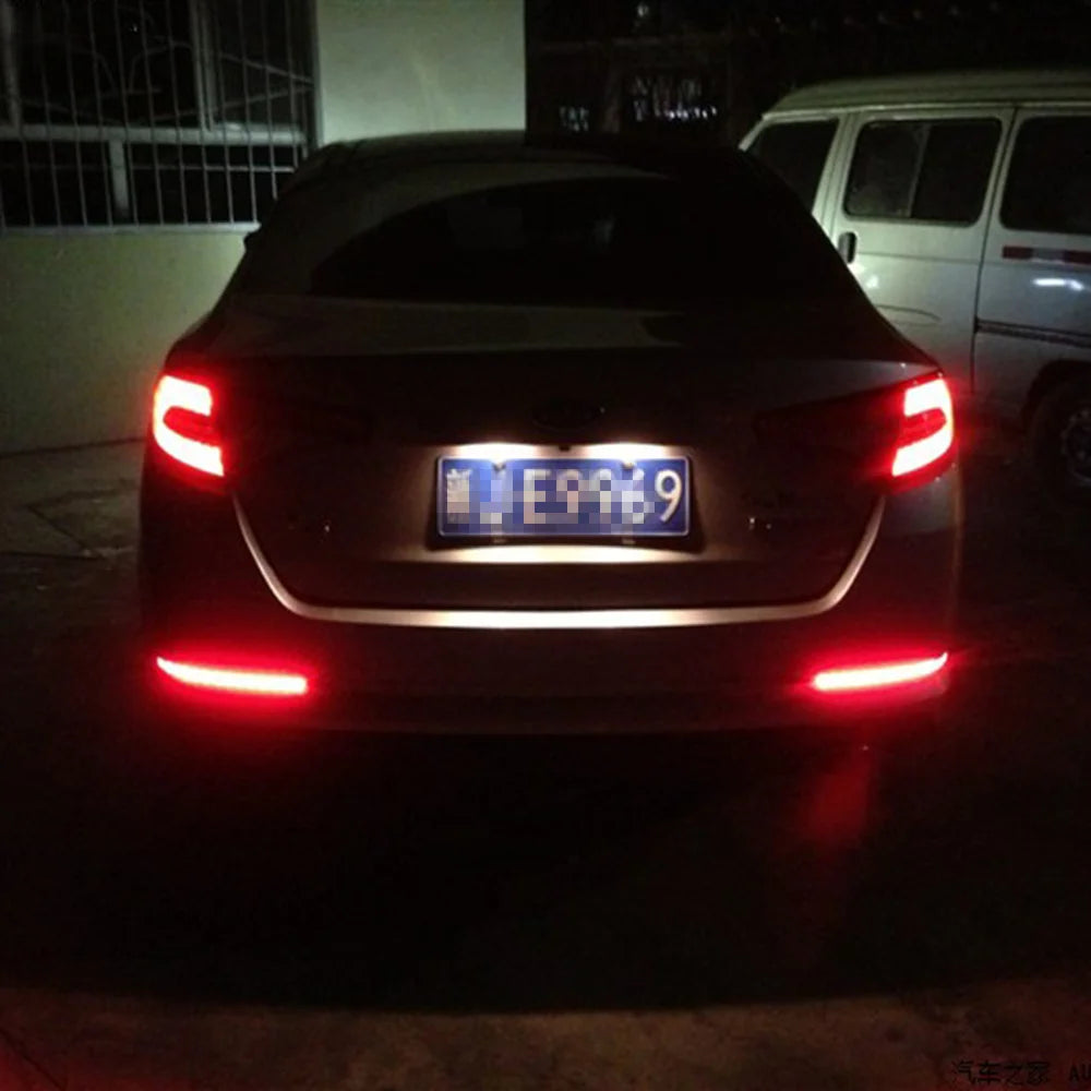 1 Pair Car Fog Red Lens Rear Bumper Reflector Tail Brake SMD LED Light Fog Warning Light