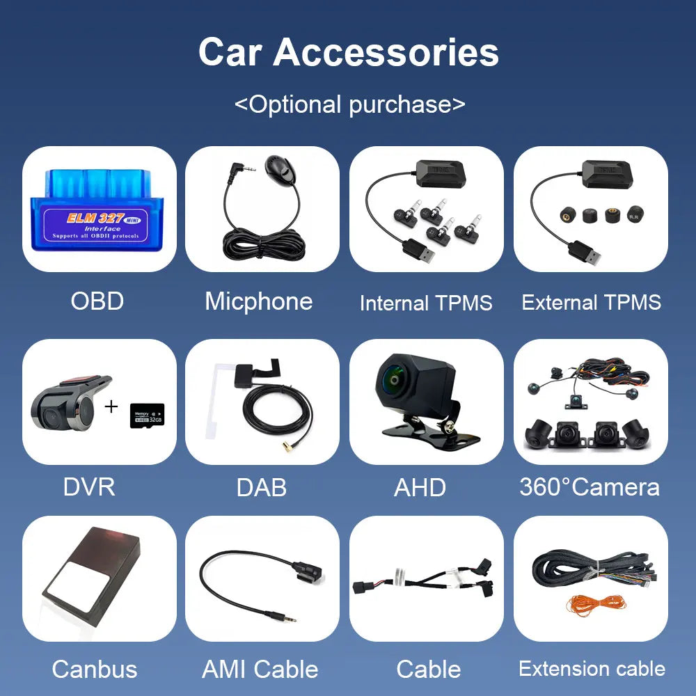 only for our device Accessories For AHD Rear View Camera USB DVR 360 Camera TPMS OBD Tools