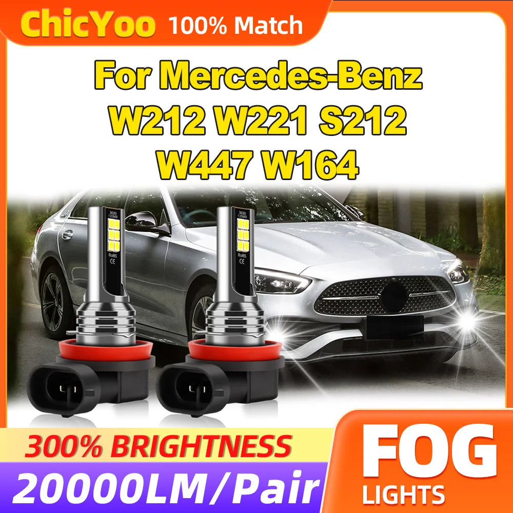20000LM Fog Lamps 6000K White 12V Super Bright H8 H9 H11 Fog Lights 60W Plug And Play For