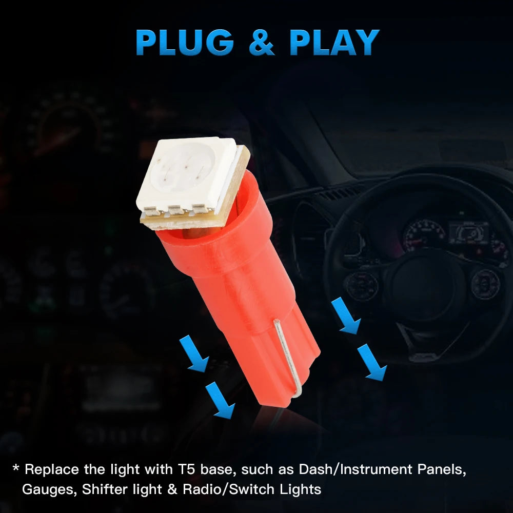 10-Piece LED Interior Light Kit for T5 - Canbus Error-Free Interior Bulbs
