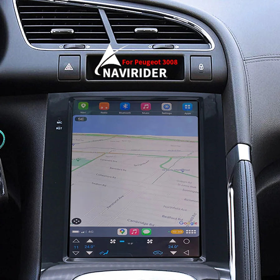 9.7" Tesla Screen Android 13 Car Radio For Peugeot 3008 Multimedia System Video Stereo Aut
