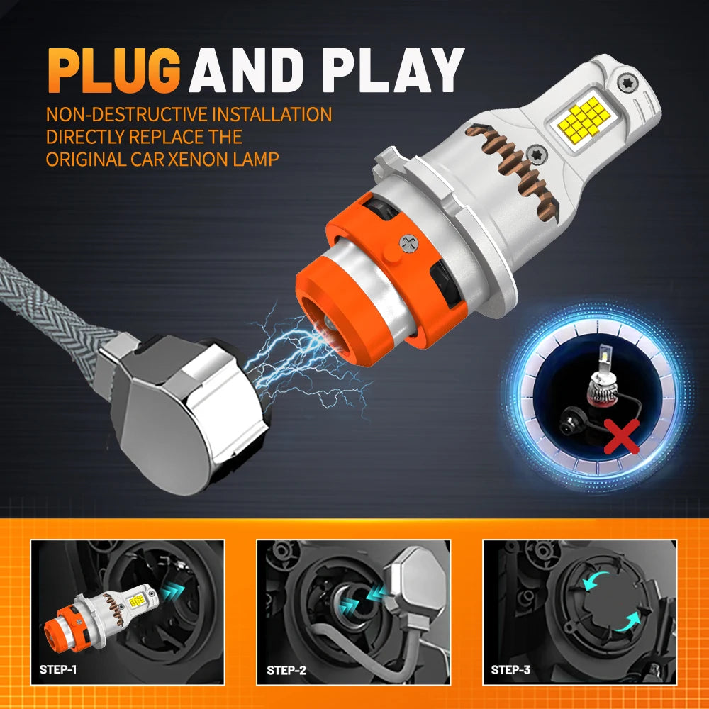 D4S D2S LED Car Headlights Bulbs D2R D2S D4R D4S D1S D3S Turbo Lights 6500K 5200W Auto Lam